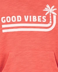 Toddler Palm Tree Knit Hoodie - Orange