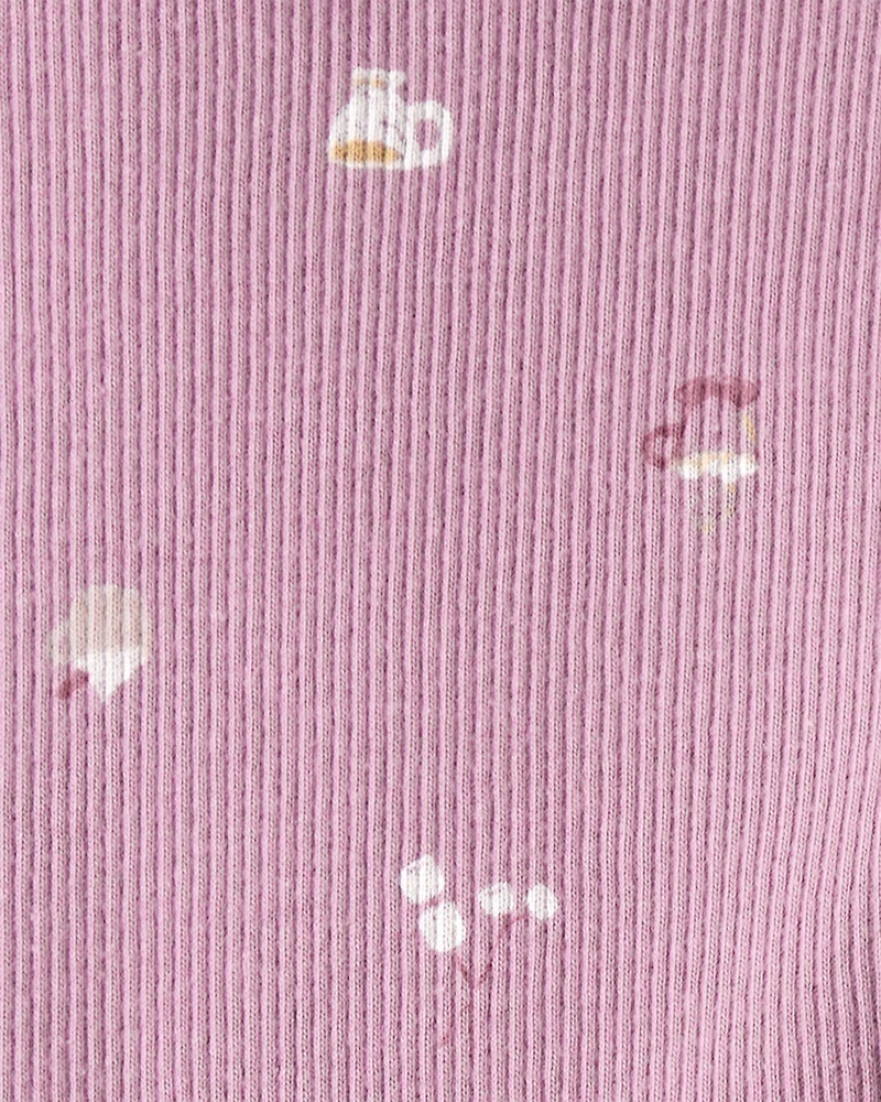 Toddler Girl Quilted Quarter-Zip & Floral Legging Set - Purple