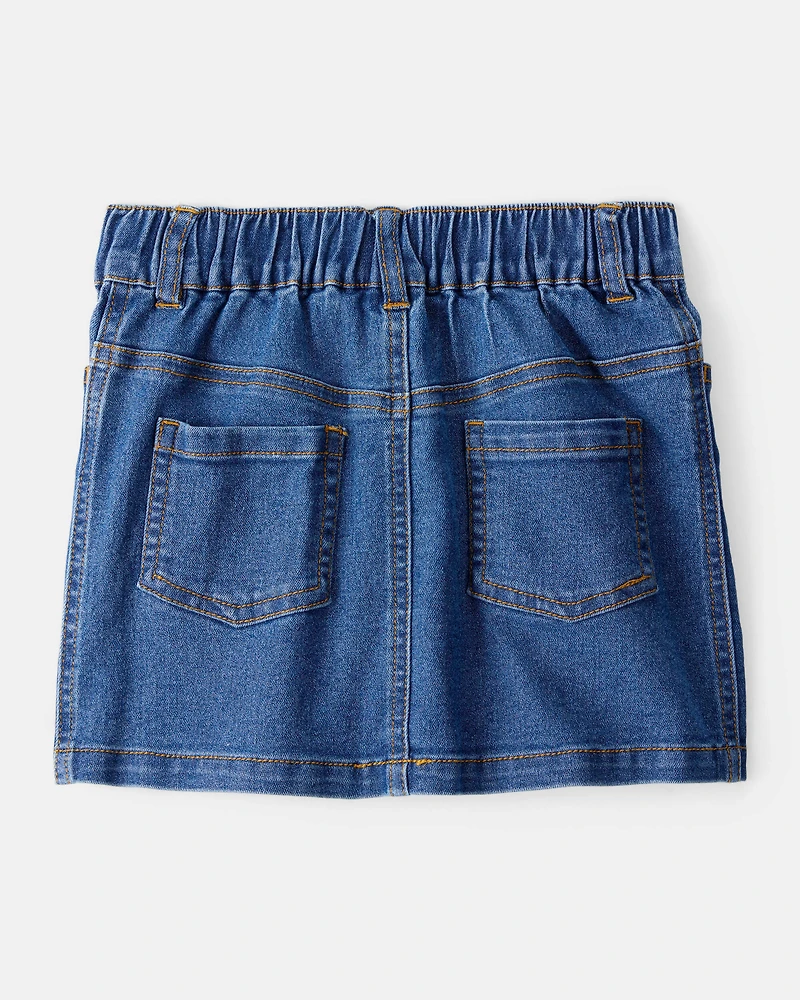 Toddler Girl Bluey Embroidered Denim Skirt - Blue