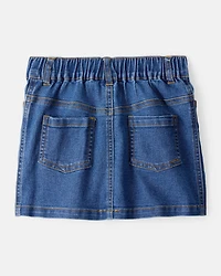 Toddler Girl Bluey Embroidered Denim Skirt - Blue