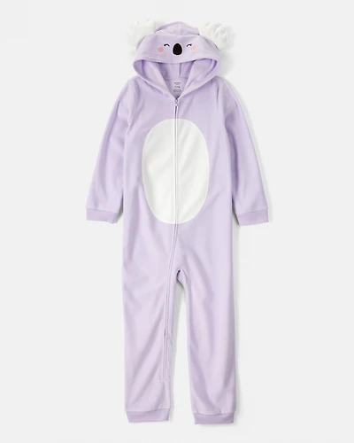 Girls Koala Long-Sleeve Loose Fit 1-Piece Pyjamas - Purple