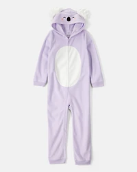 Girls Koala Long-Sleeve Loose Fit 1-Piece Pyjamas - Purple