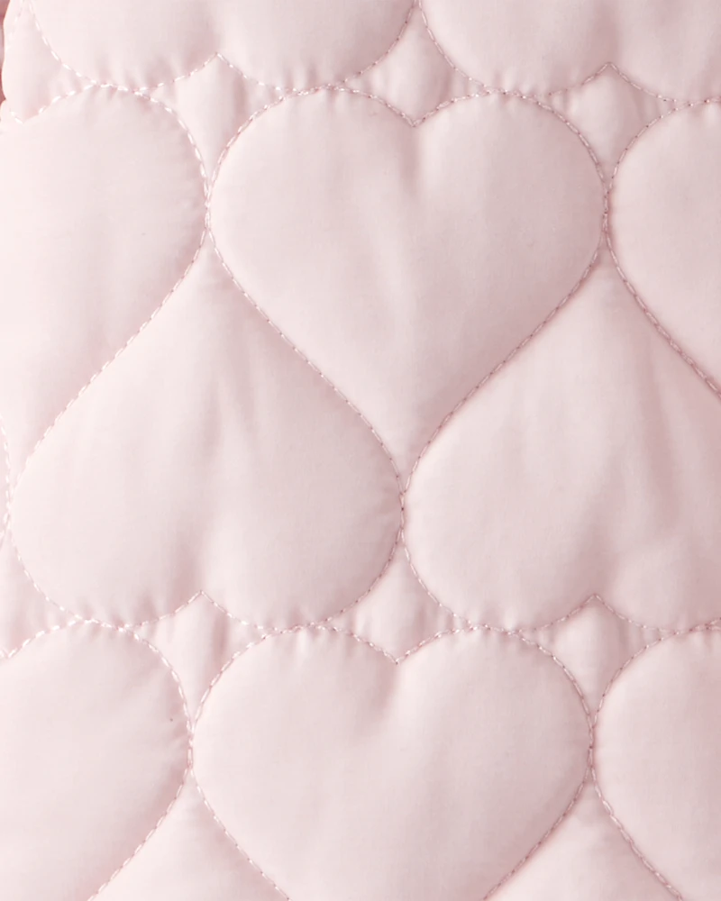 Baby Girl 1-Piece Heart Quilted Pram Snowsuit - Pink