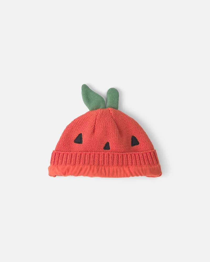 Baby Halloween Pumpkin Knit Hat - Orange