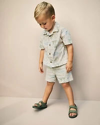 Toddler Boy 2-Piece Palm Tree Tropical Top & Short Set - Cream