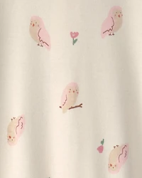 Baby Girl Owl 100% Cotton 2-Way Zip Sleepers - Cream