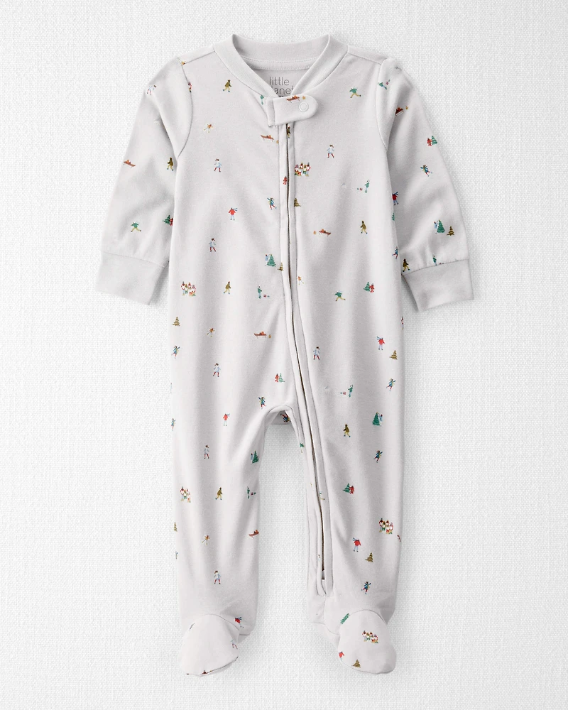 Baby Organic Cotton Sleep & Play pyjamas Frosted Trail Print