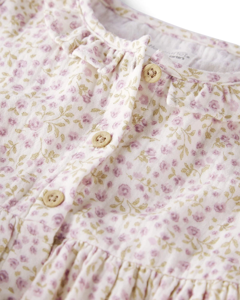 Toddler Girl Organic Cotton Dress Botanic Muse Print