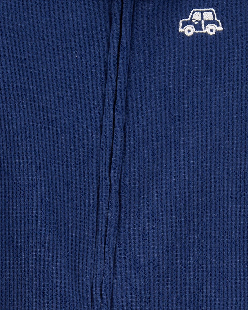 Toddler Boy Car Waffle Knit Footie 1-Piece Pyjamas - Navy