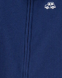 Toddler Boy Car Waffle Knit Footie 1-Piece Pyjamas - Navy