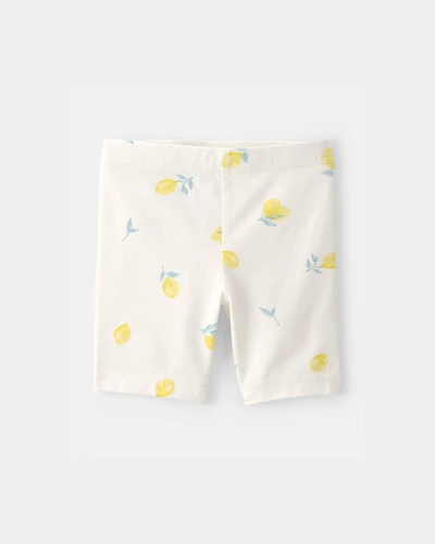 Toddler Girl Lemon Bike Shorts - Cream