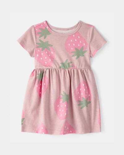 Baby Girl Strawberry Short-Sleeve Dress - Pink