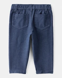 Baby Girl Knit Pull-On Pants - Blue