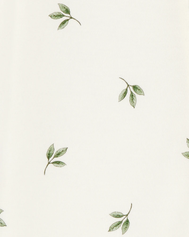 Baby Leaf Print 2-Way Zip PurelySoft Sleeper Pyjamas - Ivory