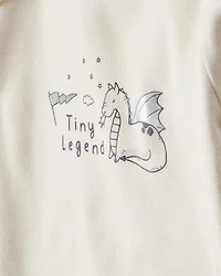 Baby Boy Dragon Print Cotton Long-Sleeve Bodysuit & Pant Set - Green/White