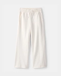 Girls French Terry Wide-Leg Pants - Ivory