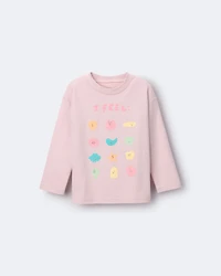 Toddler Girl 'I Feel' Long-Sleeve Relaxed Graphic Tee - Rose