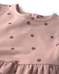 Toddler Girl Organic Cotton French Terry Dress Apples