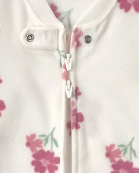 Baby Girl Floral Fleece Loose Fit Wearable Blanket - Cream