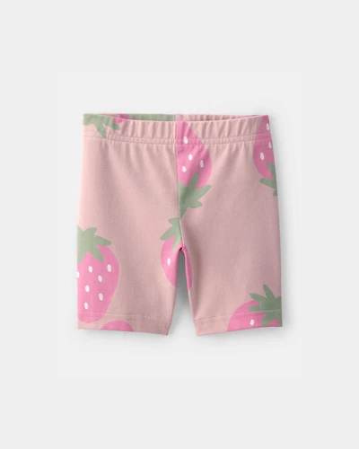 Toddler Girl Strawberry Bike Shorts - Pink