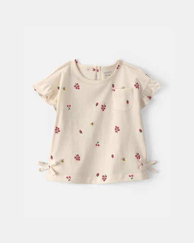 Toddler Girl Floral Short-Sleeve Top – Cream