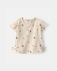Toddler Girl Floral Short-Sleeve Top – Cream