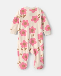 Baby Girl Floral 2-Way Zip Sleeper  - Cream