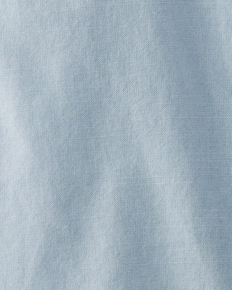 Baby Linen Romper Made with Organic Cotton-Blue