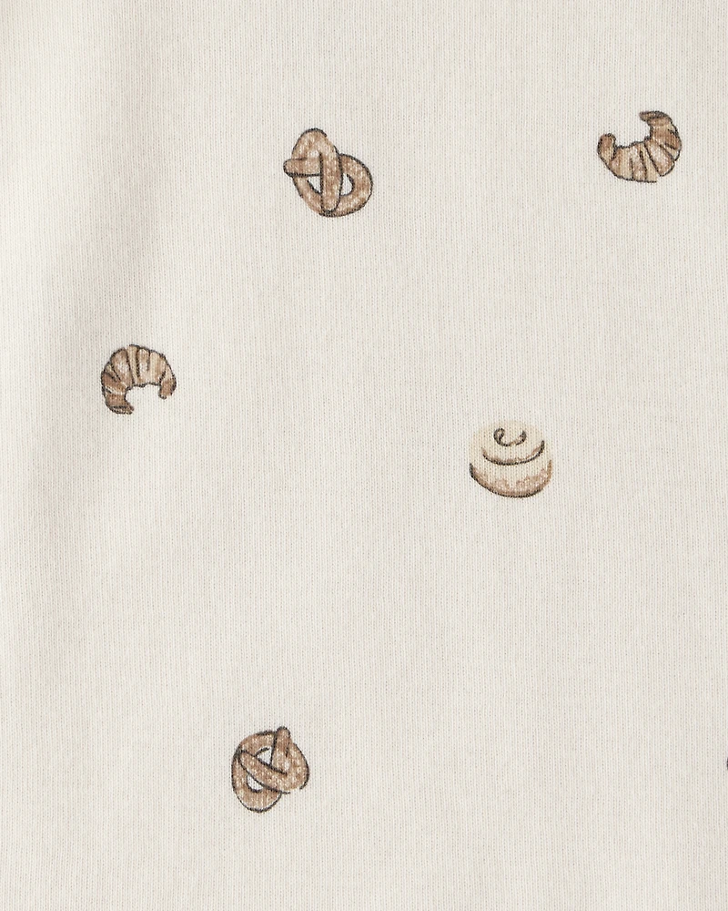 Baby 4-Pack Snack Time Long-Sleeve Multipack Bodysuits - Blue/White/Brown