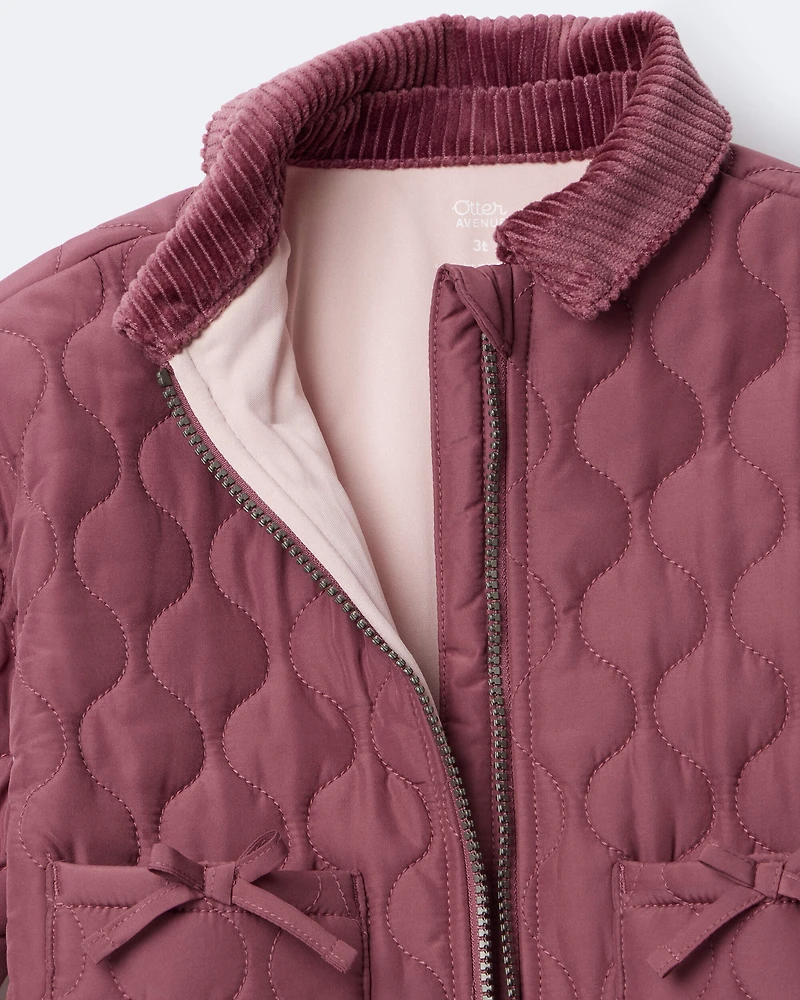 Toddler Girl Quilted Barn Jacket - Burgundy