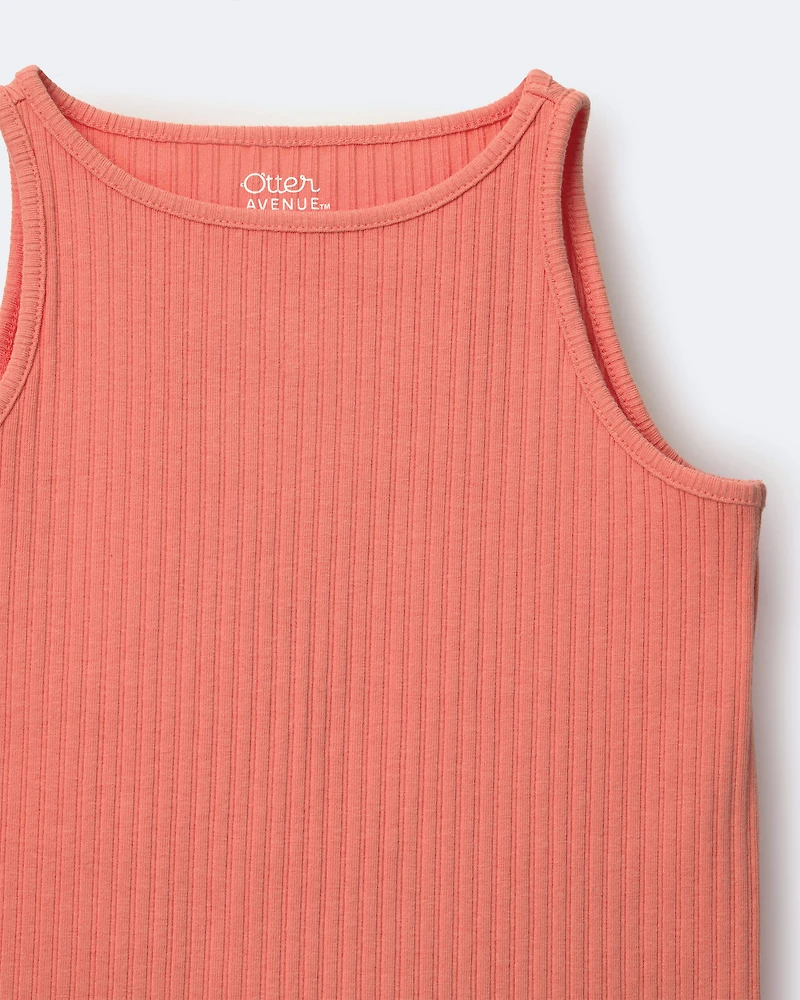 Toddler Girl Ribbed Playtime Tank - Coral