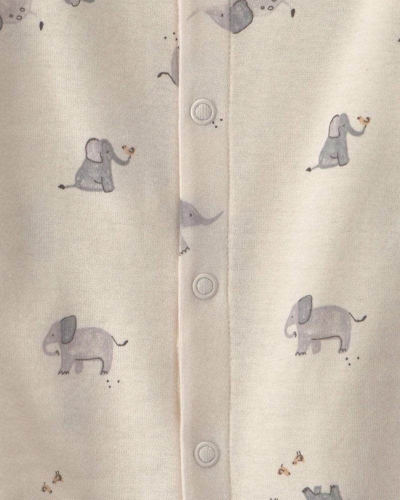Baby Elephant 100% Cotton Sleeper Gown - Cream