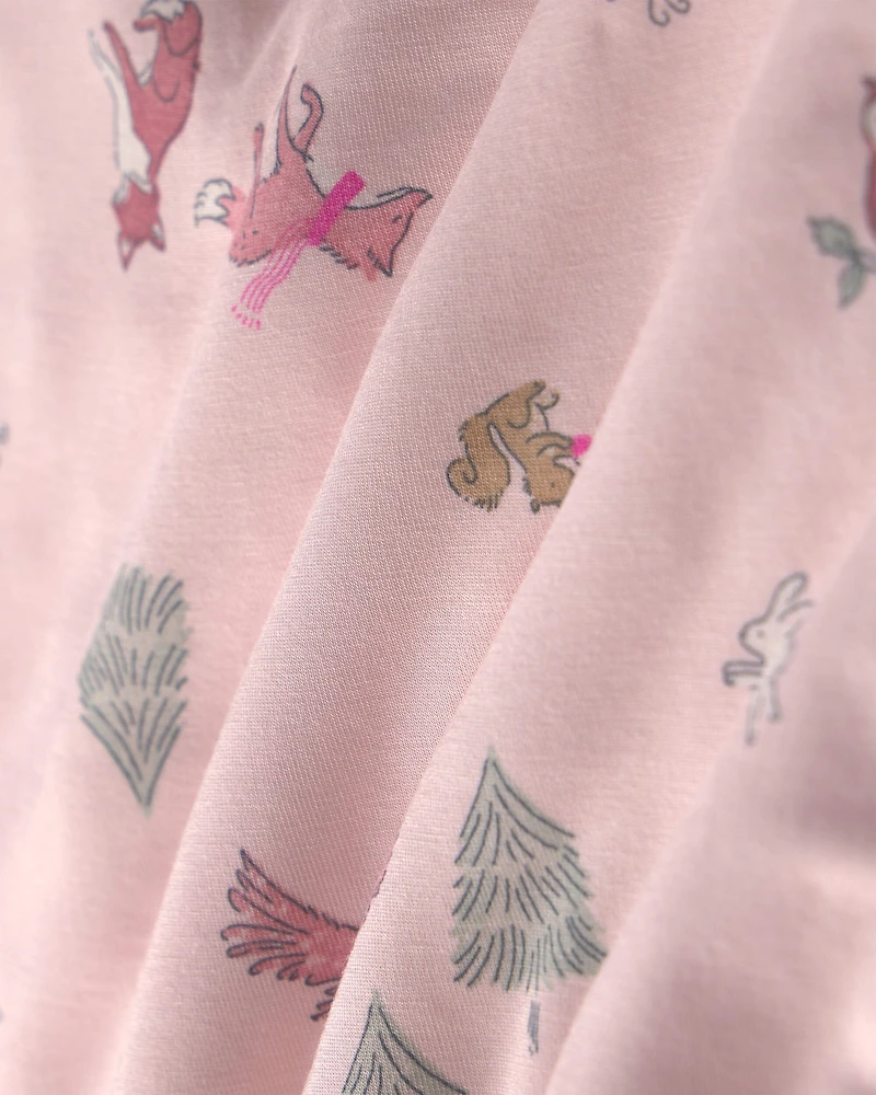 Toddler Girl 2-Piece Woodland PurelySoft™ Snug Fit Pyjama Set - Pink