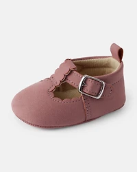 Baby Girl Scallop Edge Buckle Shoes - Pink