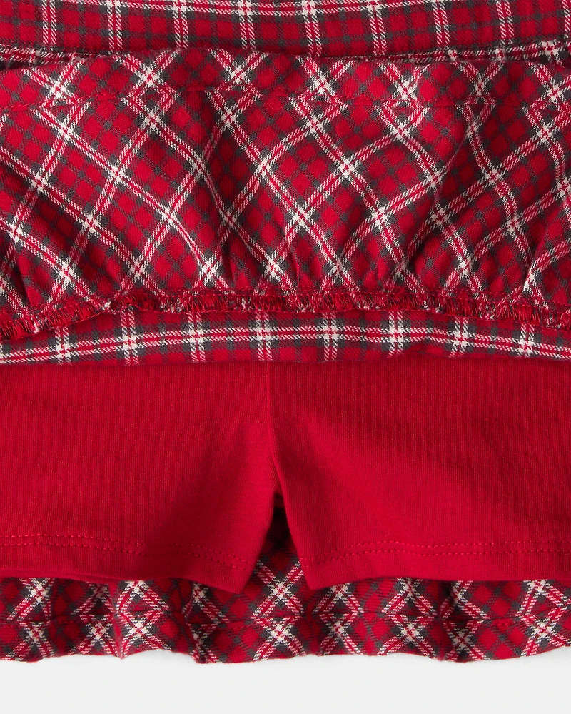Toddler Girl Plaid Cotton Skirt - Red