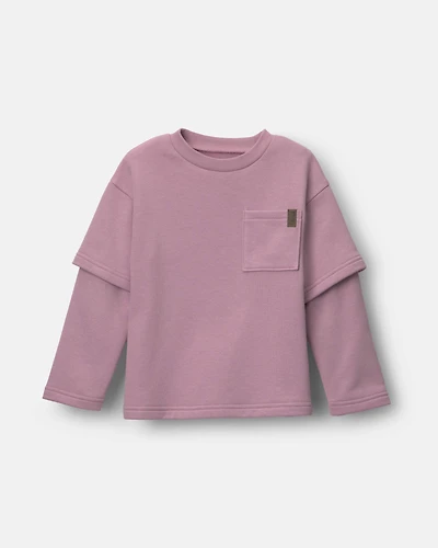 Toddler Long-Sleeve Layered Top - Mauve