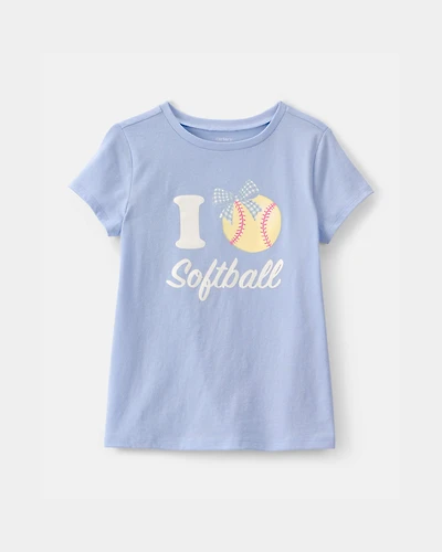 Girls 'I Love Softball' Graphic Tee - Blue
