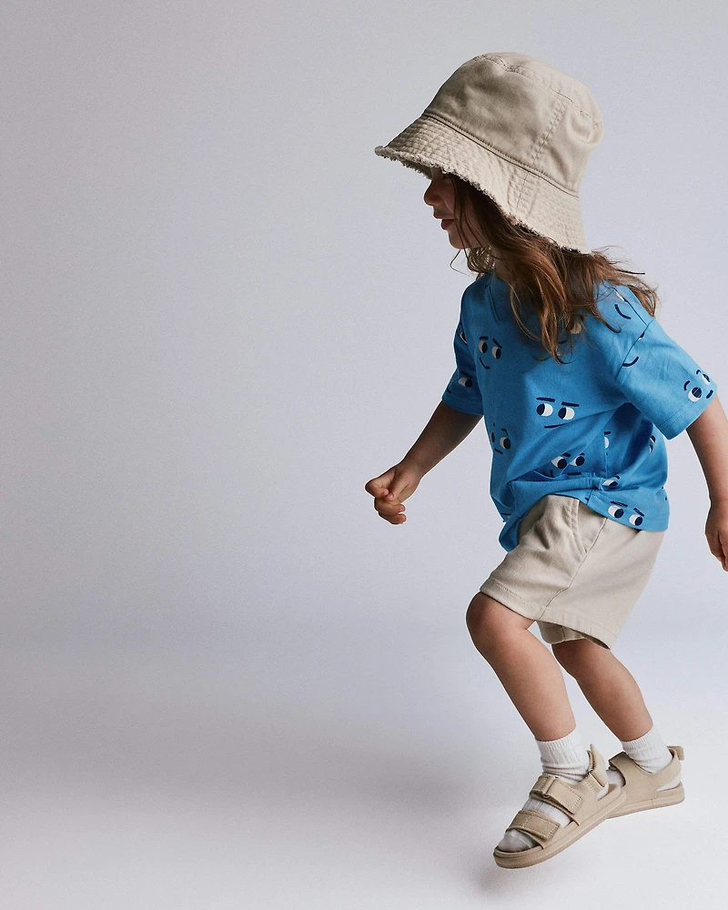 Toddler Boy Long-Line Short - Tan
