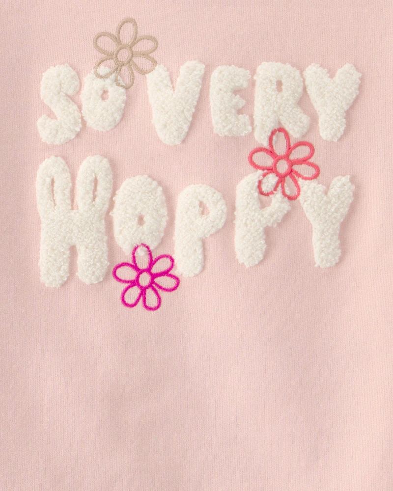 Girls 2-Piece Bunny French Terry Pullover & Skort Set - Pink