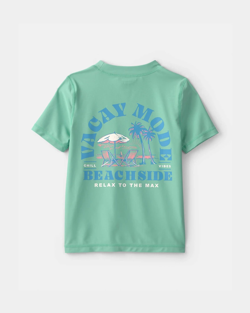 Boys Palm Tree Tropical Short-Sleeve Rashguard - Green