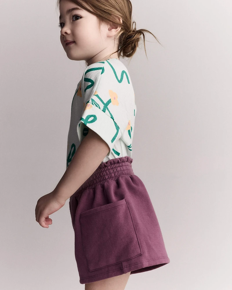 Toddler Girl High-Low Dolman Tee Floral Print - Light Green
