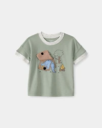 Baby Boy Camping Dinosaur Graphic Tee - Green