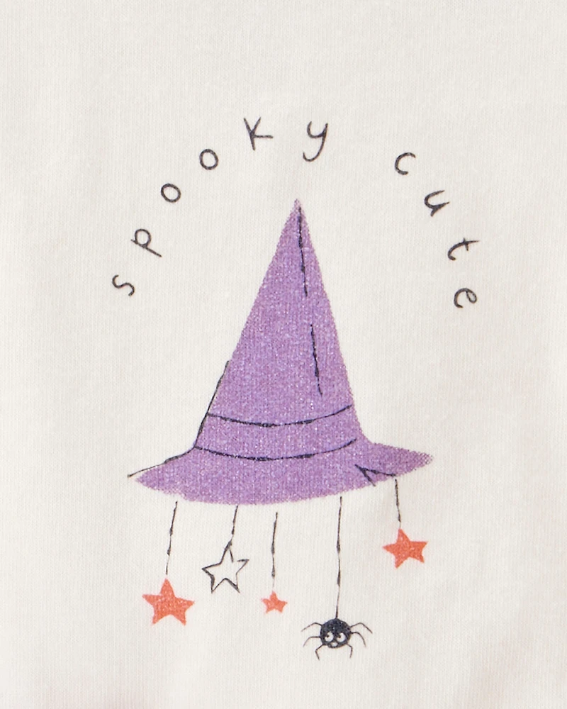 Baby Girl 2-Piece Halloween "Spooky Cute" Bodysuit & Tutu Pant Set - Ivory/Purple