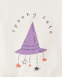 Baby Girl 2-Piece Halloween "Spooky Cute" Bodysuit & Tutu Pant Set - Ivory/Purple