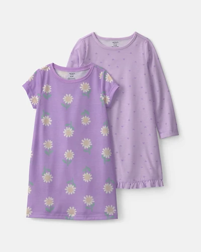 Girls 2-Pack Floral Night Gown - Purple