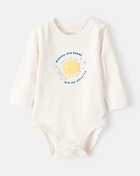 Baby "Mommy & Daddy Are My Universe" Cotton Long-Sleeve Graphic Bodysuit - White