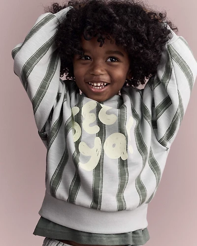 Toddler 'See Ya!' Striped Dolman-Sleeve Sweatshirt - Sage