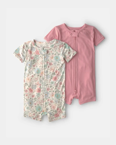 Baby Girl 2-Pack PurelySoft™ Butterfly Garden 1-Piece Pyjamas