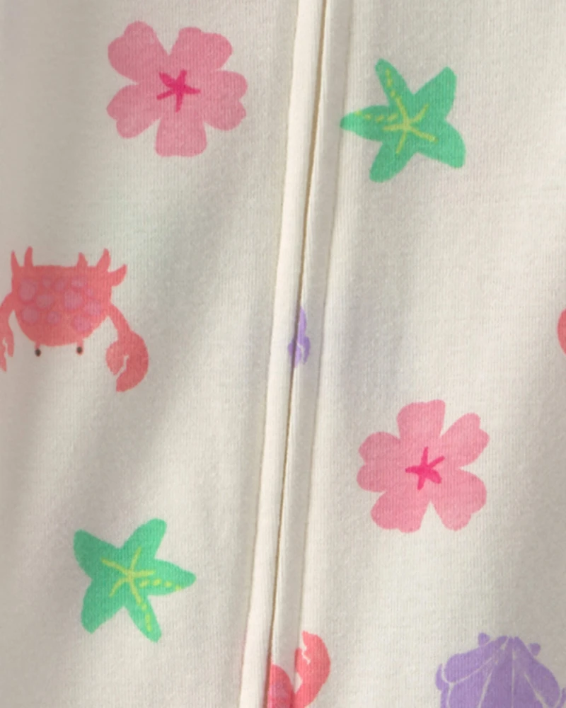 Baby Girl Sea Critters 100% Cotton 1-Piece Pyjama - Cream