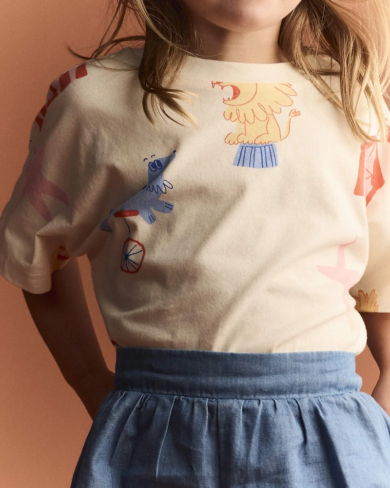 Toddler Dolman Tee Circus Print - Cream